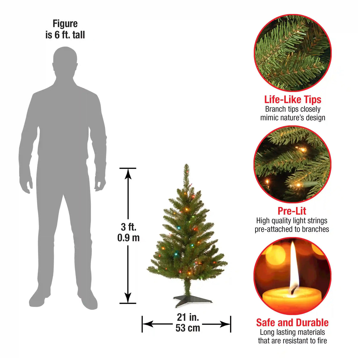3 ft. Kingswood Fir Tree with Multicolor Lights