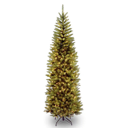 7 ft. Pre-Lit Kingswood Fir Pencil Tree with Power Connect Dual Color LED Lights, Plug-In