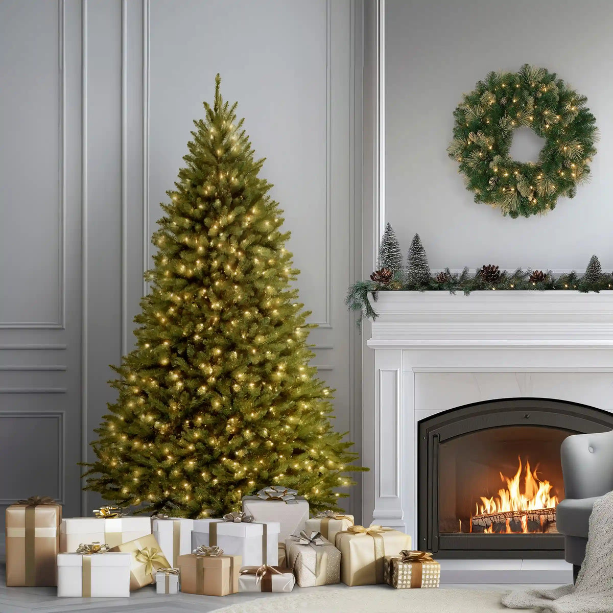 7.5 ft. Pre-Lit Kingswood Fir Tree with PowerConnect Dual Color LED Lights, Plug-In