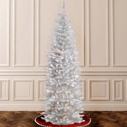 6.5 ft. Pre-Lit Kingswood Fir White Pencil Tree with Clear Lights, Plug-In