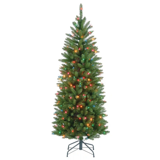 4.5 ft. Pre-Lit Kingswood Fir Pencil Tree with Multicolor Lights, Plug-In