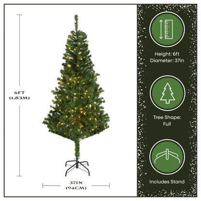 6 ft. Pre-Lit Linden Spruce Tree with Warm White LED Lights