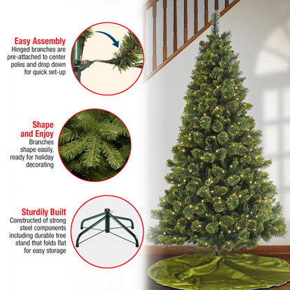 7 ft. Pre-Lit Maine Pine Tree with LED Lights, Plug-In