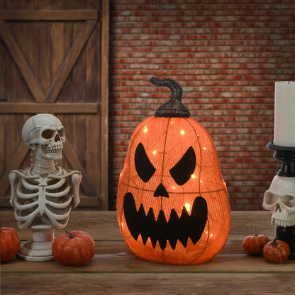 16 in. Halloween Pre-Lit Scary Jack-O-Lantern Outdoor Decoration with LED Lights