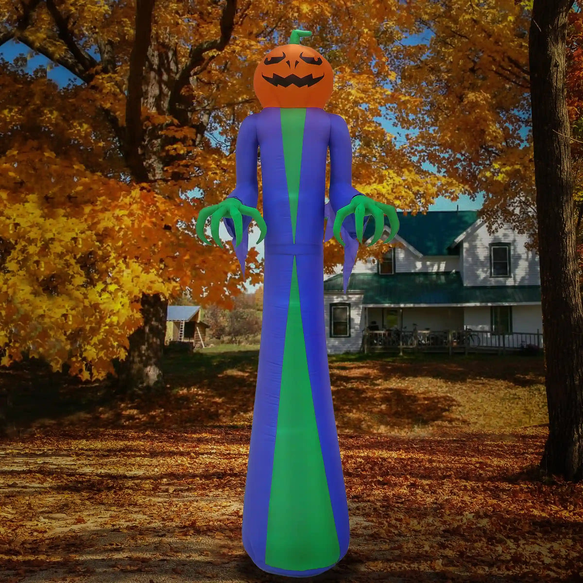 12 ft. Halloween Pumpkin Ghost Inflatable Decoration with LED lights, Plug-In
