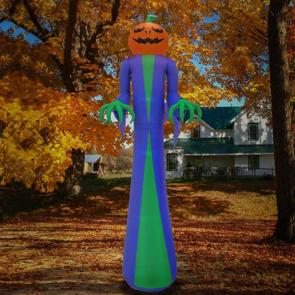 12 ft. Halloween Pumpkin Ghost Inflatable Decoration with LED lights, Plug-In