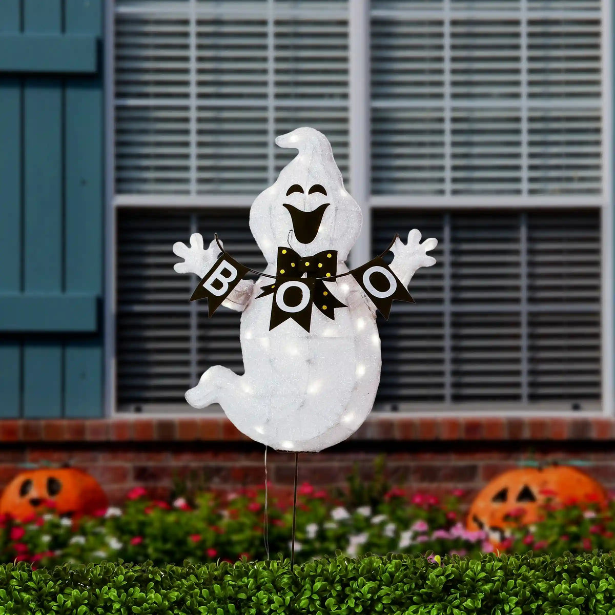 32 in. Halloween Pre-Lit Boo Ghost Lawn Decoration with LED Lights