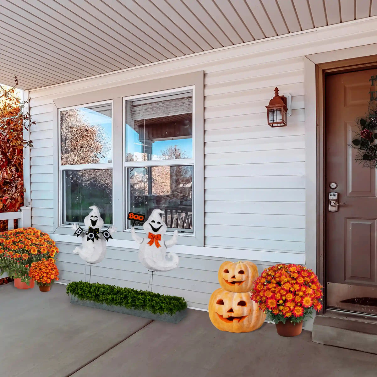 31 in. Halloween Pre-Lit Boo Ghost Lawn Decoration with LED Lights