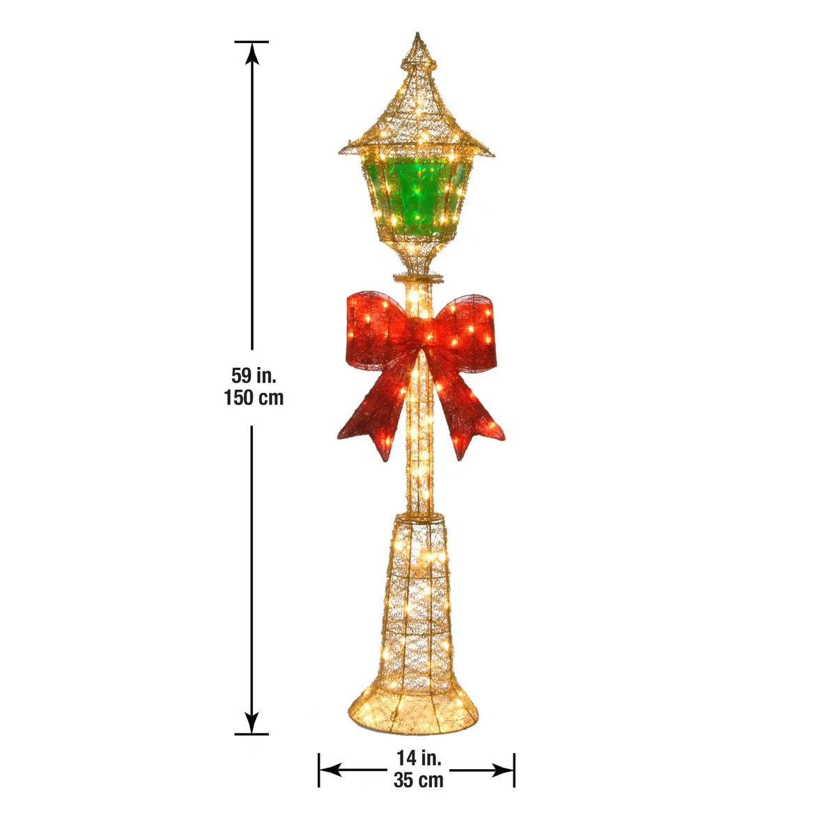 60 in. Pre-Lit Gold Wire Lamp Post