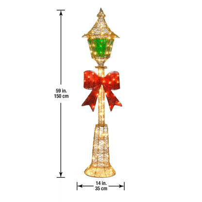 60 in. Pre-Lit Gold Wire Lamp Post