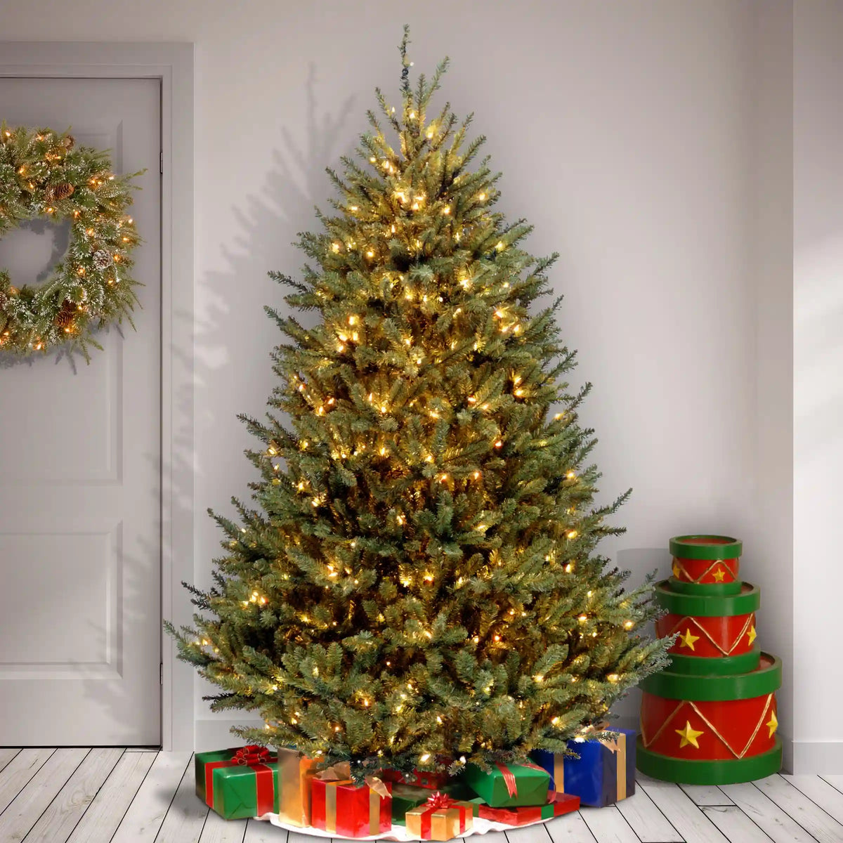 7.5 ft. Pre-Lit Natural Fraser Medium Fir Tree with Clear Lights, Plug-In