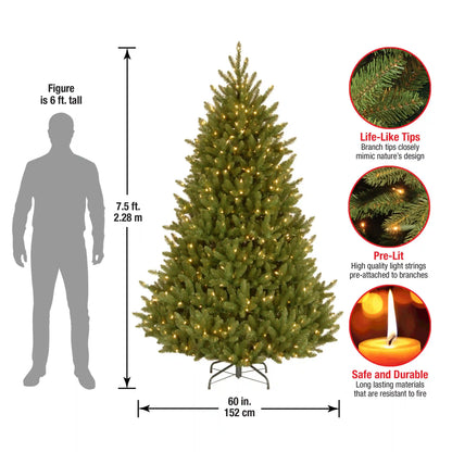 7.5 ft. Pre-Lit Natural Fraser Fir Tree with Clear Lights, Plug-In