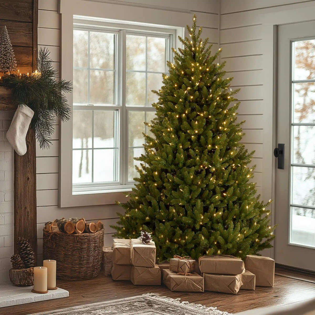 7.5 ft. Pre-Lit Natural Fraser Fir Tree with Clear Lights, Plug-In