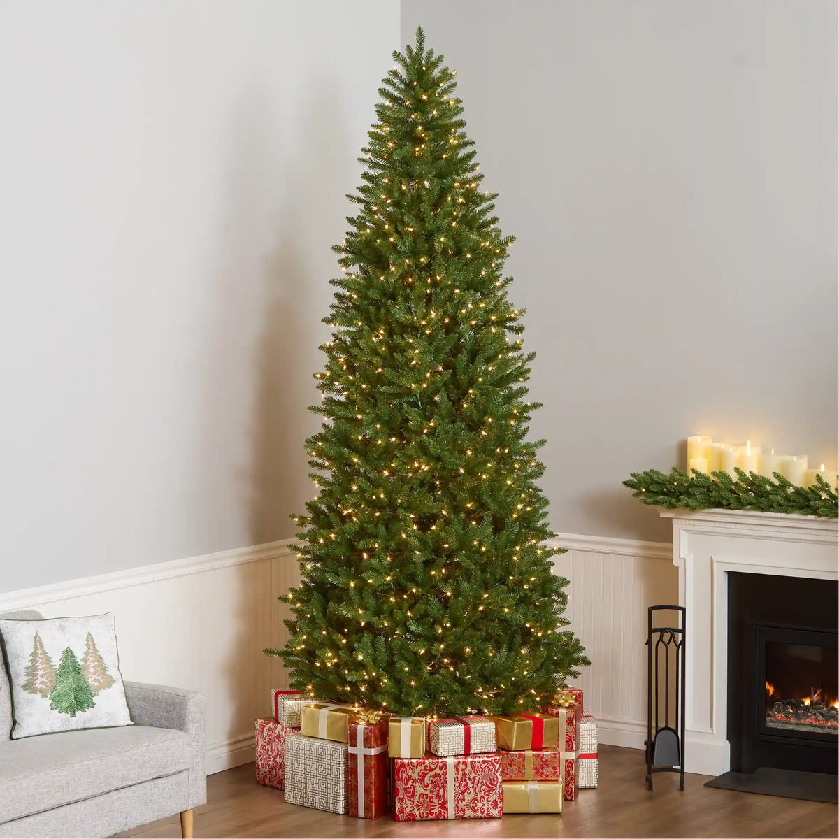 10 ft. Pre-Lit Natural Fraser Slim Fir Tree with Clear Lights, Plug-In