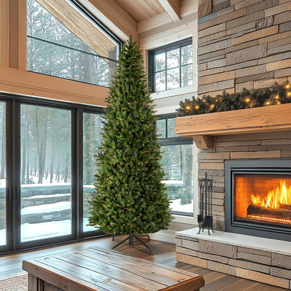 10 ft. Pre-Lit Natural Fraser Slim Fir Tree with Clear Lights, Plug-In