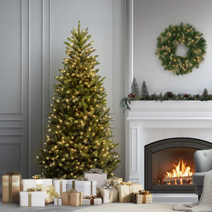 6.5 ft. Pre-Lit Natural Fraser Fir Slim Tree with Clear Lights, Plug-In