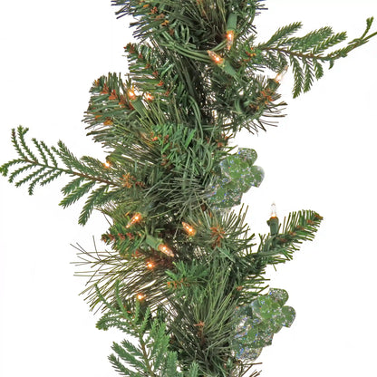 9 ft. Pre-Lit North Conway Garland with Clear Lights, Plug-In