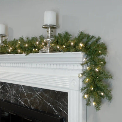 9 ft. Pre-Lit Norwood Fir Garland with Warm White LED Lights, Plug-In
