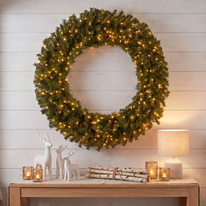 48 in. Pre-Lit Norwood Fir Wreath with Clear Lights, Plug-In