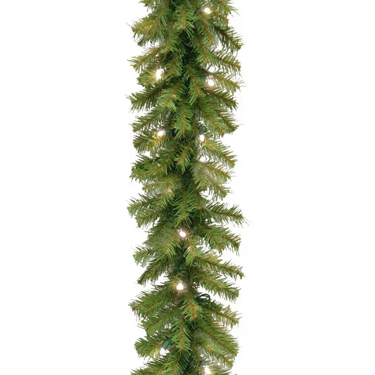 9 ft. Pre-Lit Norwood Fir Garland with Warm White LED Lights