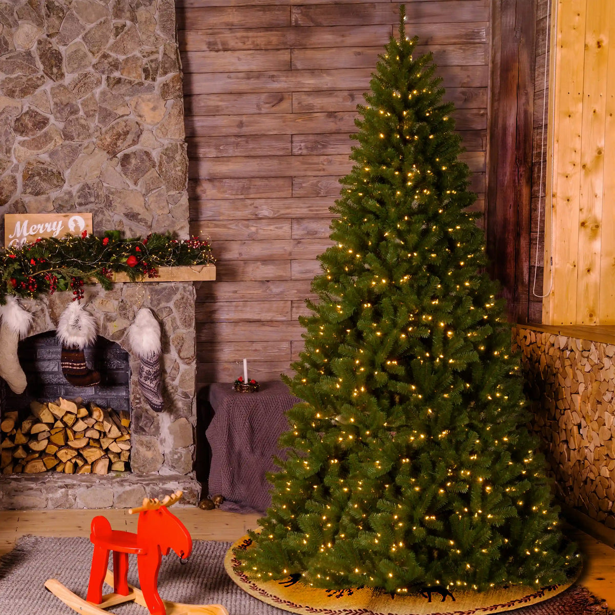 10 ft. Pre-Lit North Valley Spruce Tree  with Clear Lights, Plug-In