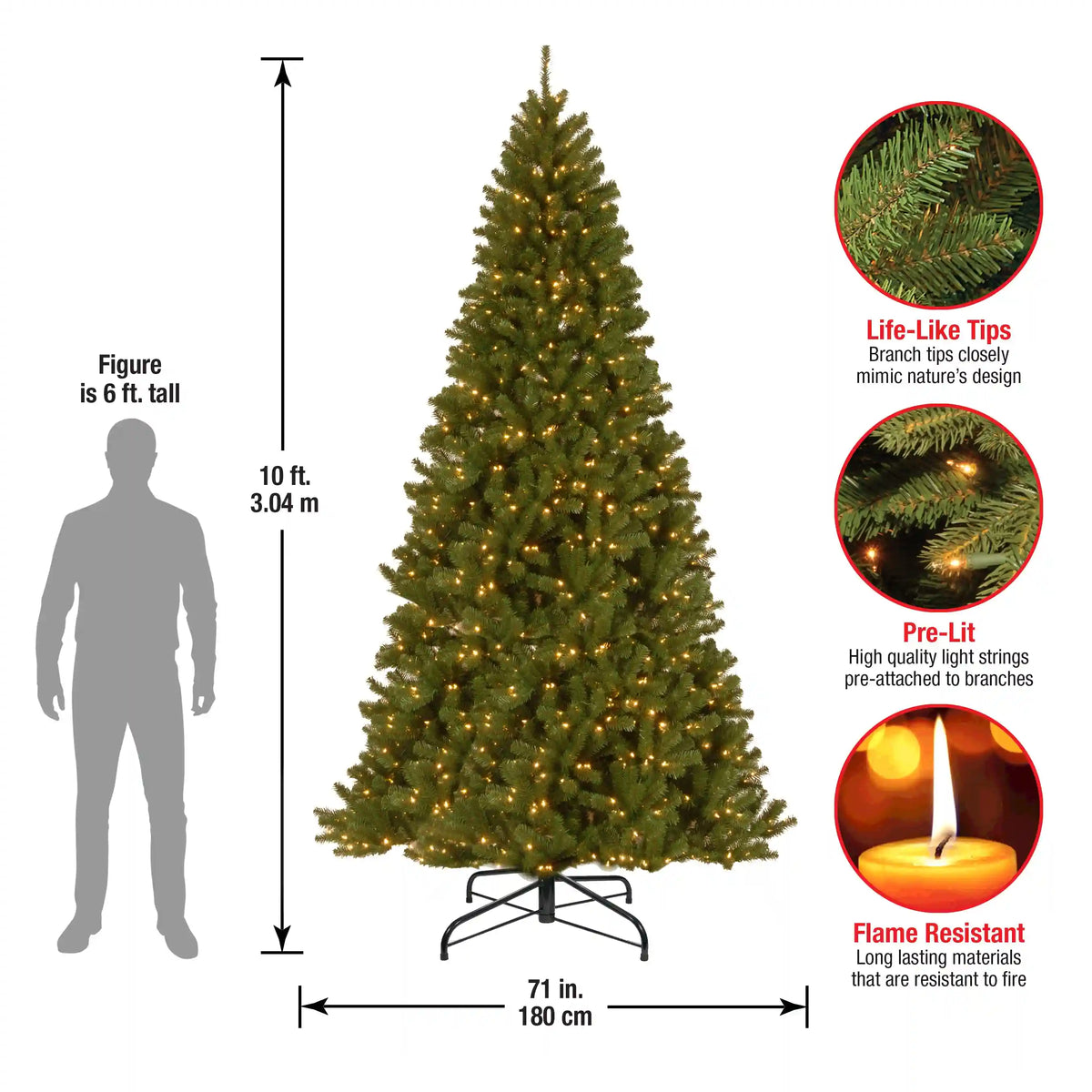 10 ft. Pre-Lit North Valley Spruce Tree  with Clear Lights, Plug-In