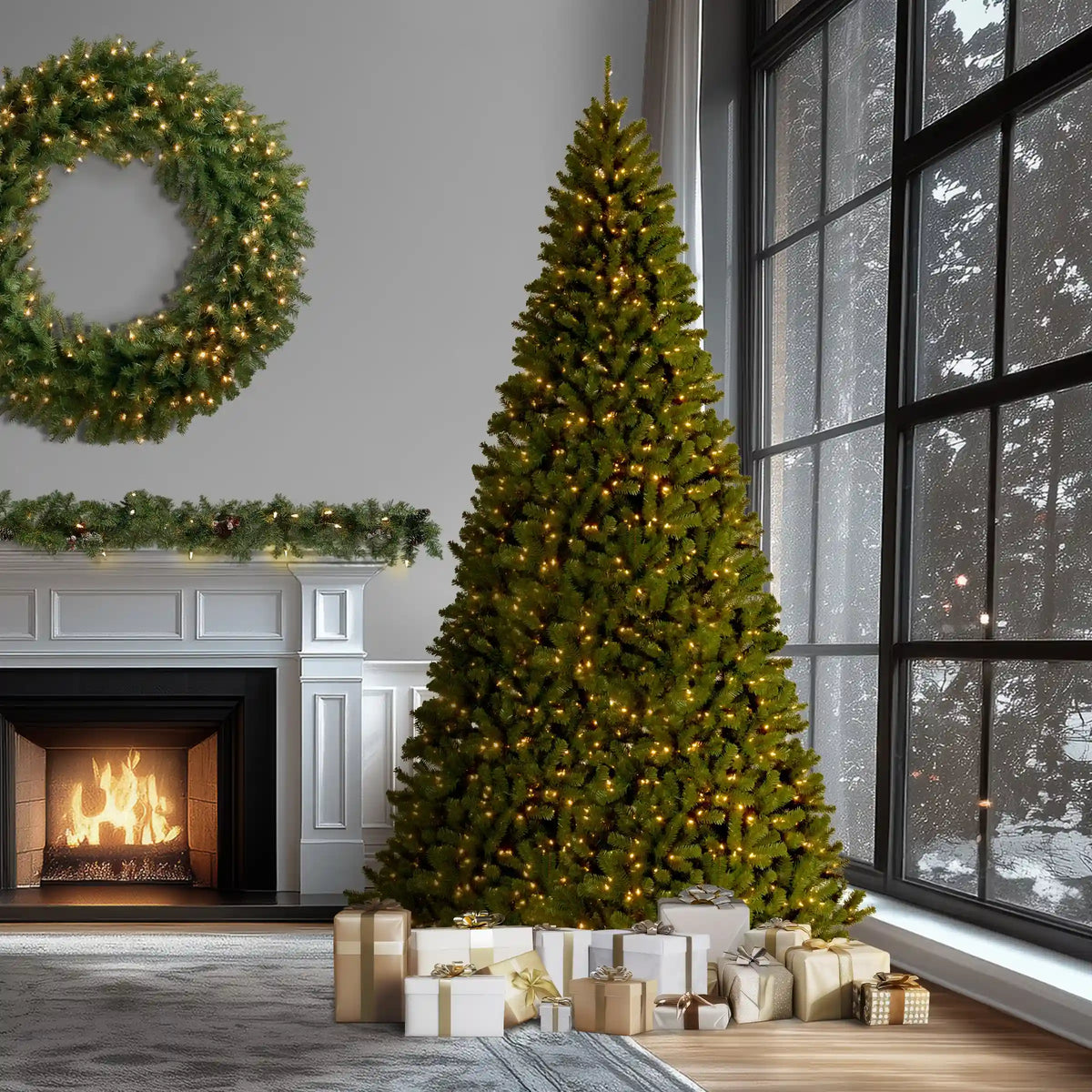 16 ft. Pre-Lit North Valley Spruce Tree with Clear Lights, Plug-In