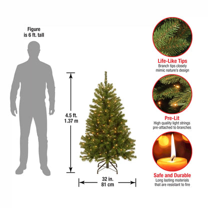 4.5 ft. Pre-Lit North Valley Spruce Tree with Clear Lights, Plug-In