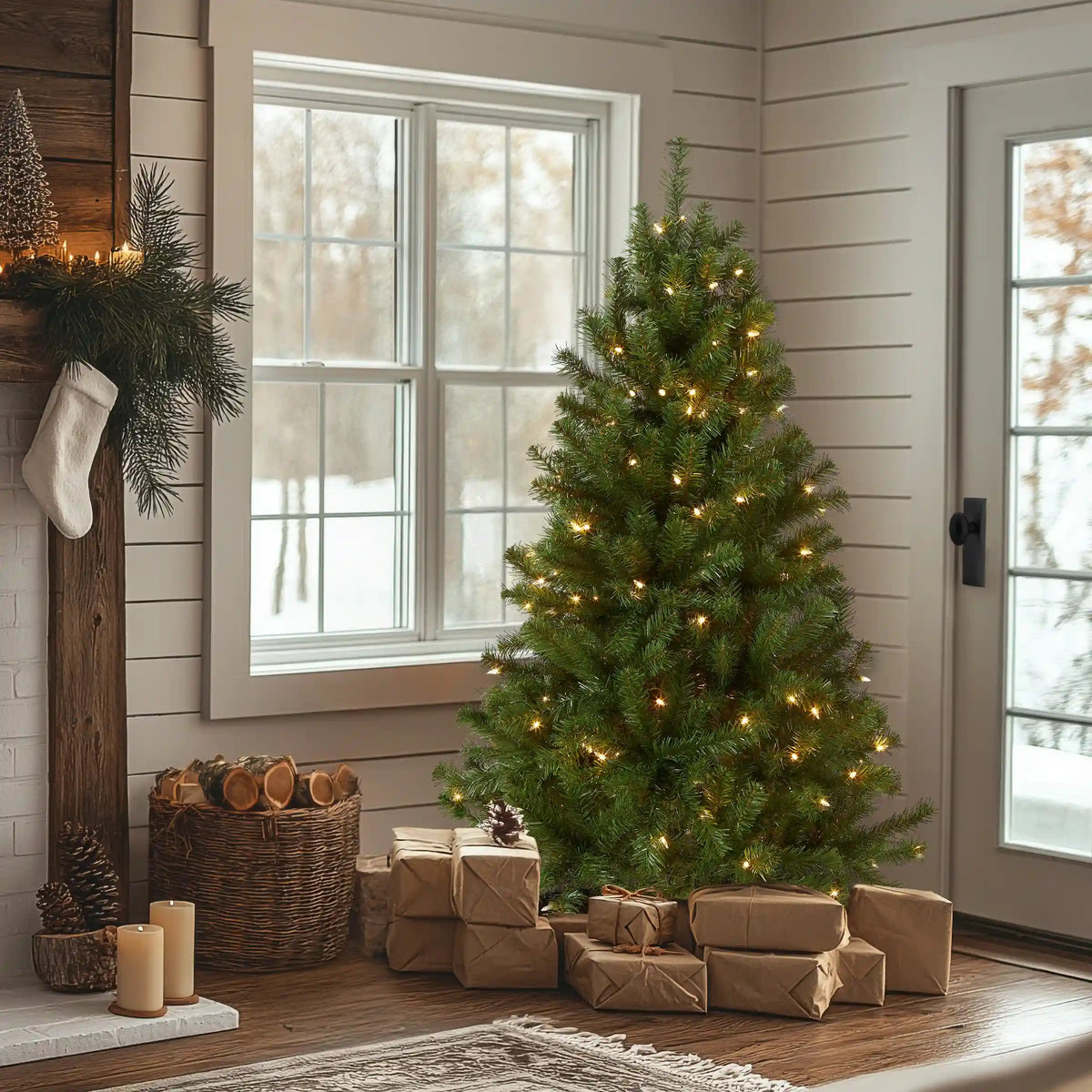 4.5 ft. Pre-Lit North Valley Spruce Tree with Clear Lights, Plug-In
