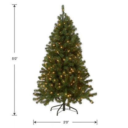 5 ft. Pre-Lit North Valley Spruce Tree with Clear Lights, Plug-In
