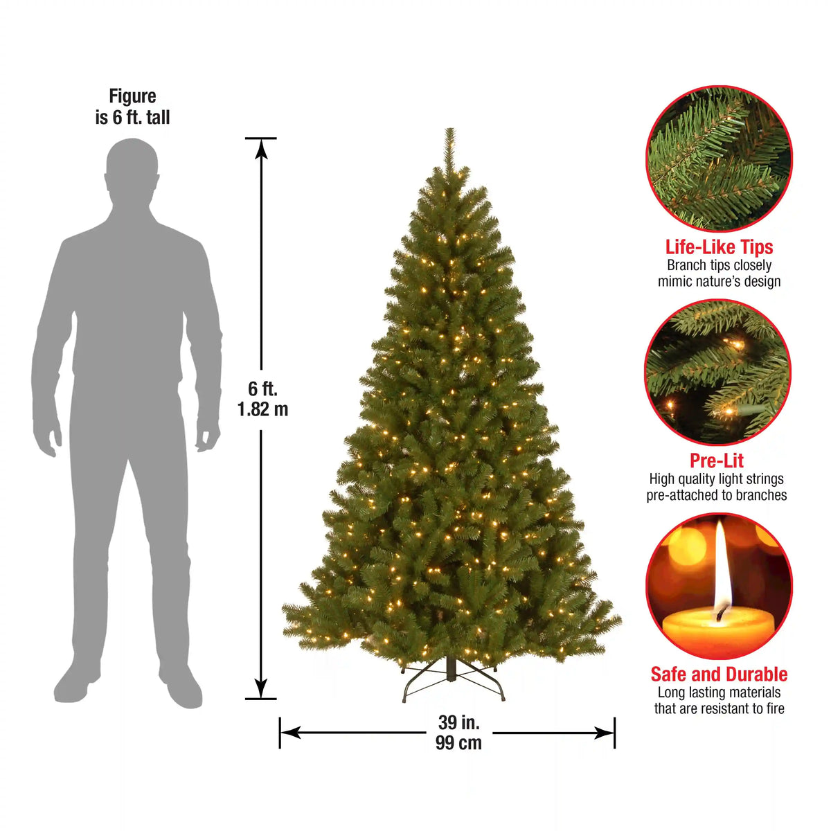 6 ft. Pre-Lit North Valley Spruce Tree with Clear Lights, Plug-In