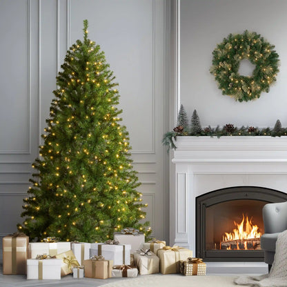 6.5 ft. Pre-Lit North Valley Spruce Full Tree with Clear Lights, Plug-In