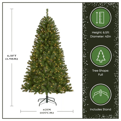6.5 ft. Pre-Lit North Valley Spruce Full Tree with Clear Lights, Plug-In