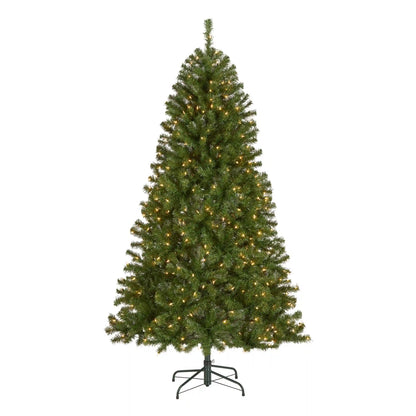6.5 ft. Pre-Lit North Valley Spruce Full Tree with Clear Lights, Plug-In