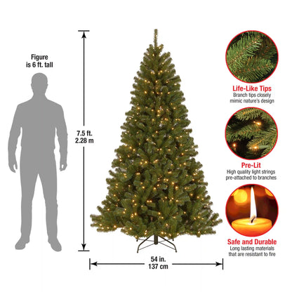 7.5 ft. Pre-Lit North Valley Spruce Tree with Clear Lights, Plug-In