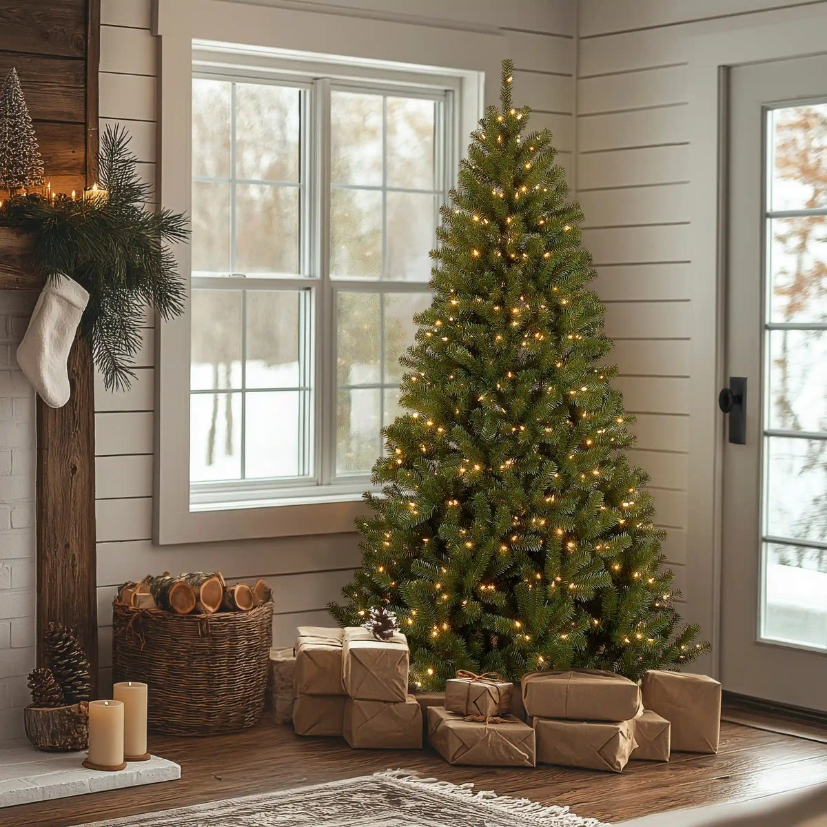 7.5 ft. Pre-Lit North Valley Spruce Tree with Clear Lights, Plug-In