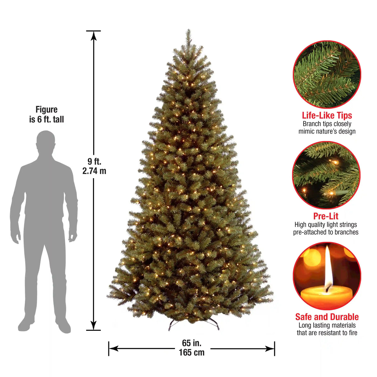 9 ft. Pre-Lit North Valley Spruce Tree with Clear Lights, Plug-In