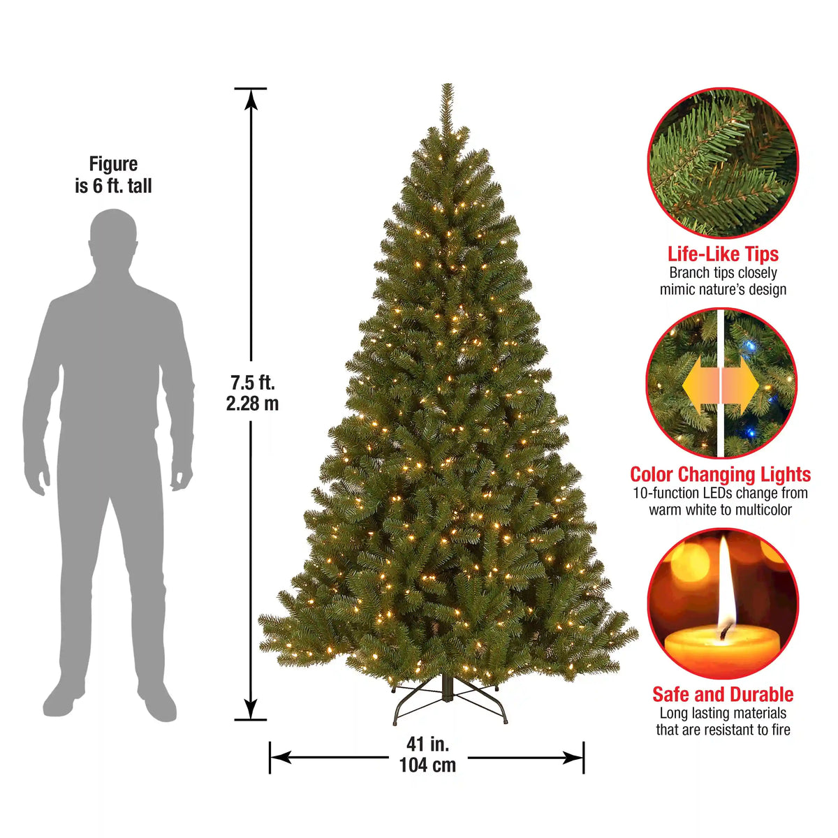 7.5 ft. Pre-Lit North Valley Spruce Tree with Dual Color LED Lights, Plug-In
