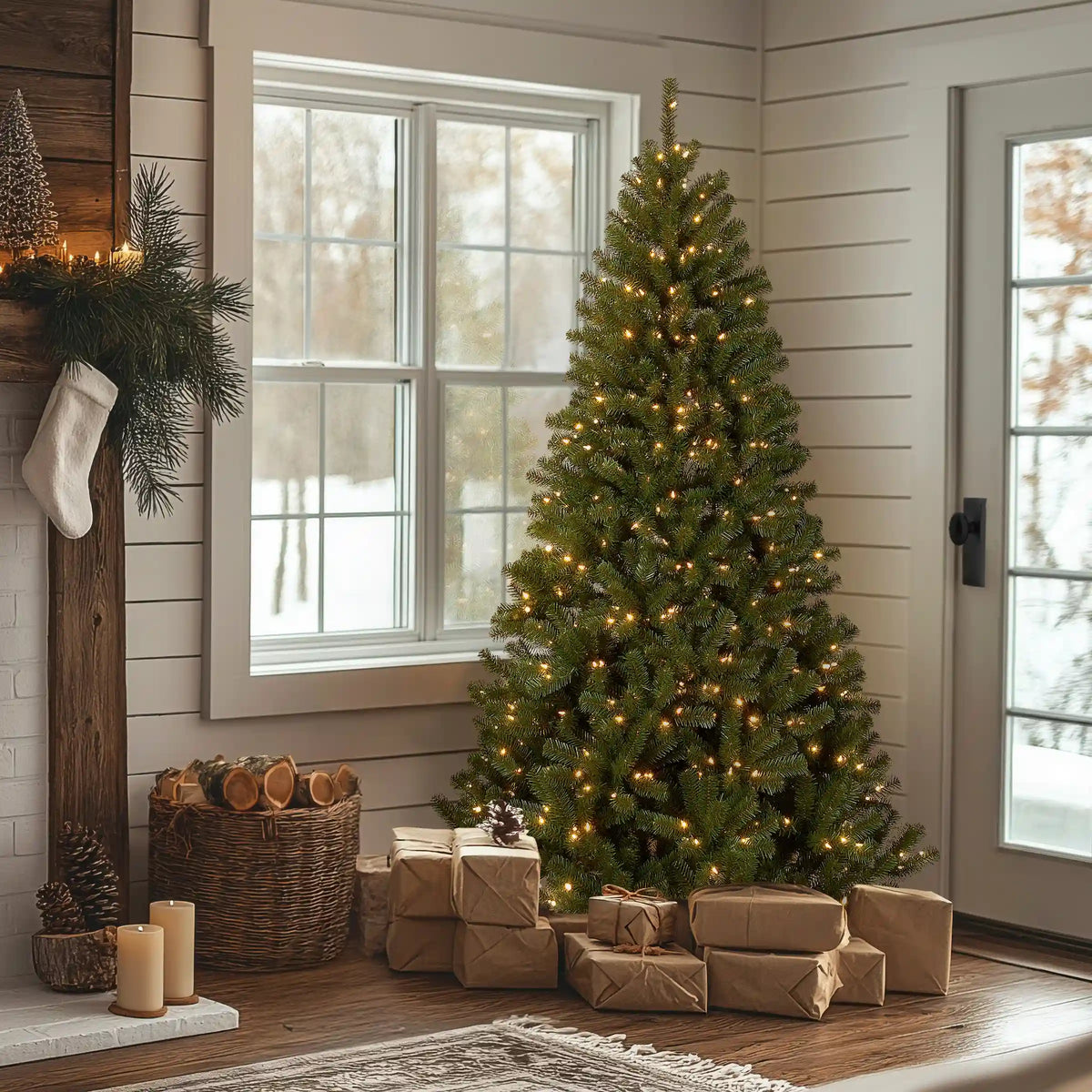7.5 ft. Pre-Lit North Valley Spruce Tree with Dual Color LED Lights, Plug-In