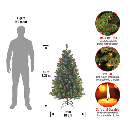 4.5 ft. Pre-Lit North Valley Spruce Tree with Multicolor Lights, Plug-In