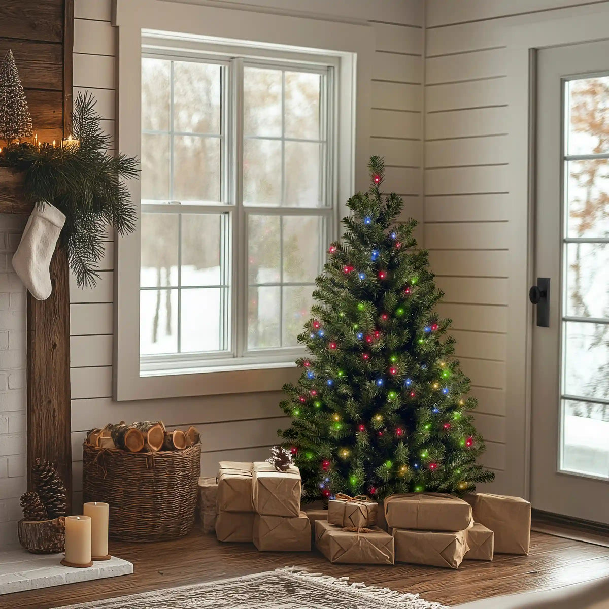 4.5 ft. Pre-Lit North Valley Spruce Tree with Multicolor Lights, Plug-In