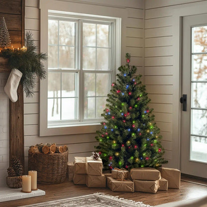 4.5 ft. Pre-Lit North Valley Spruce Tree with Multicolor Lights, Plug-In