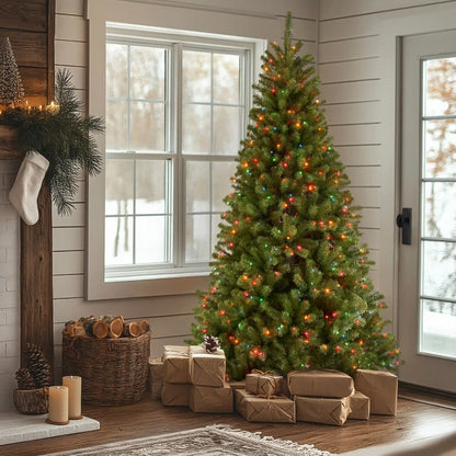 7.5 ft. Pre-Lit North Valley Spruce Slim Tree with Multicolor Lights, Plug-In