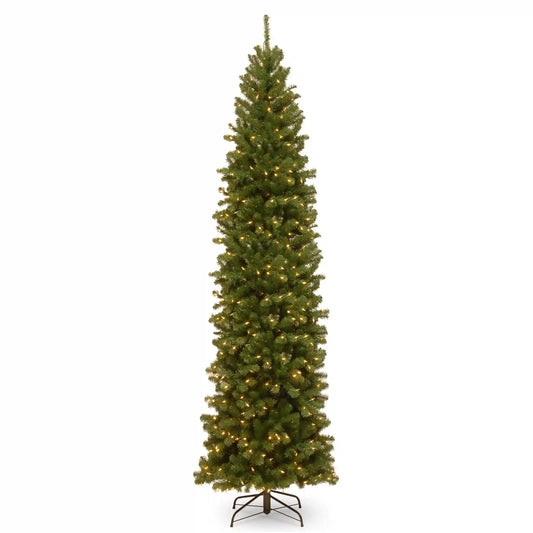 10 ft. Pre-Lit North Valley Spruce Pencil Slim Tree with Clear Lights, Plug-In