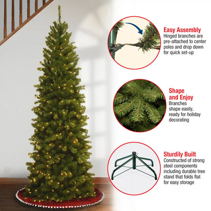 6.5 ft. Pre-Lit North Valley Spruce Pencil Slim Tree with Clear Lights, Plug-In