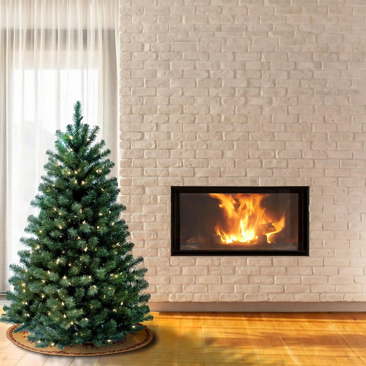 4.5 ft. Pre-Lit North Valley Blue Spruce Tree with Clear Lights, Plug-In