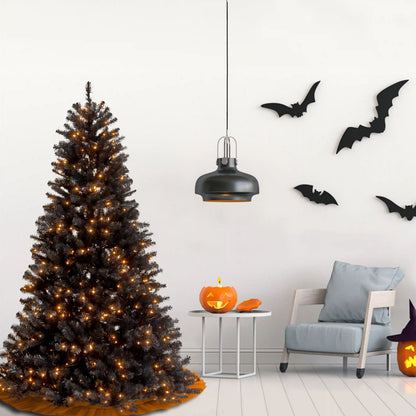 7.5 ft. Halloween Pre-Lit North Valley Spruce Full Black Tree with White Lights, Plug-In
