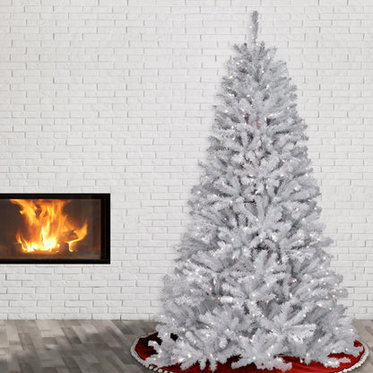 7.5 ft. Pre-Lit North Valley Spruce White Tree with Clear Lights, Plug-In