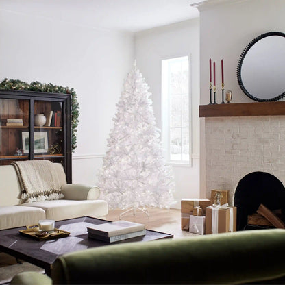 7.5 ft. Pre-Lit North Valley Spruce White Tree with Clear Lights, Plug-In