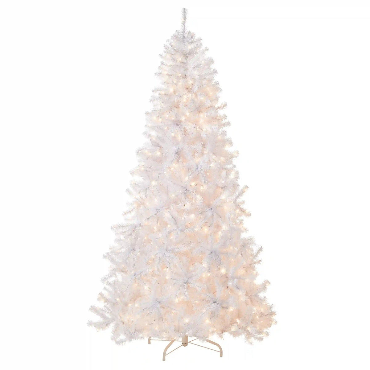 7.5 ft. Pre-Lit North Valley Spruce White Tree with Clear Lights, Plug-In